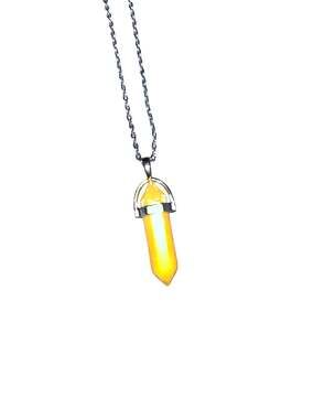 Alilang Yellow Quartz Hexagonal Pointed Healing Crystal Pendant Necklace